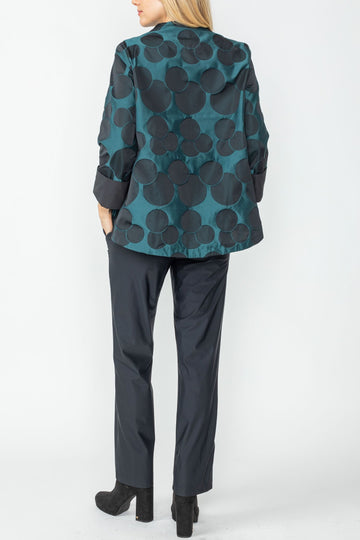 Teal One Button Jacket W/ Circle Cluster